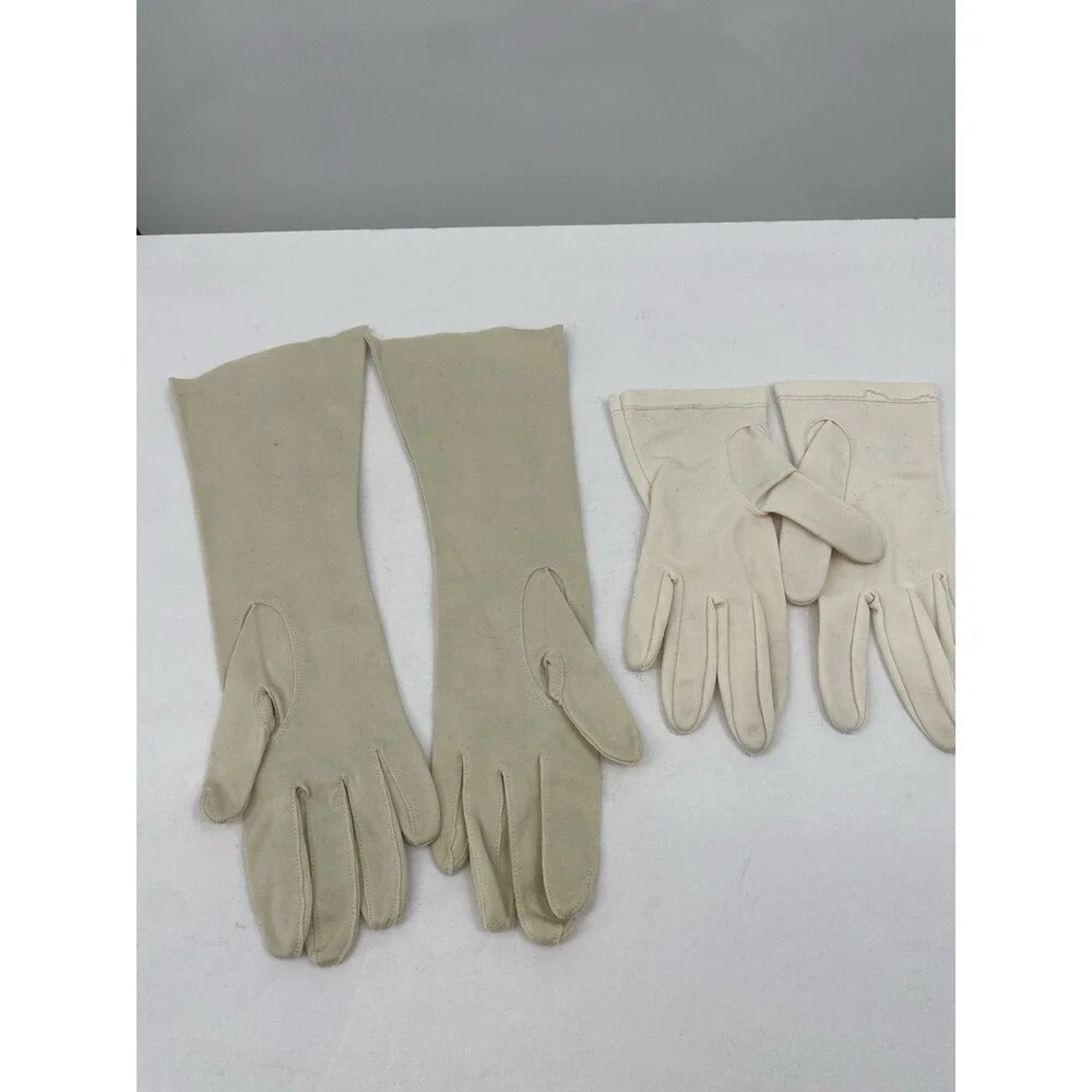 Lot Of 2 VTG Cotton Women's Fashion Gloves Kay Hansen Washable Long Short